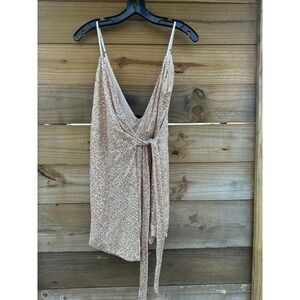 Fashion‎ Nova Front Of The Line Sequin Romper Size Small Rose Gold Color